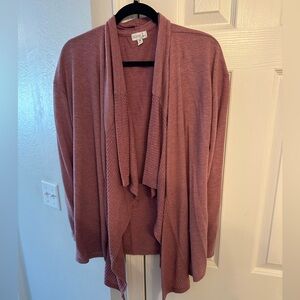 Pink Cardigan with Waffle Knit detail on the front opening